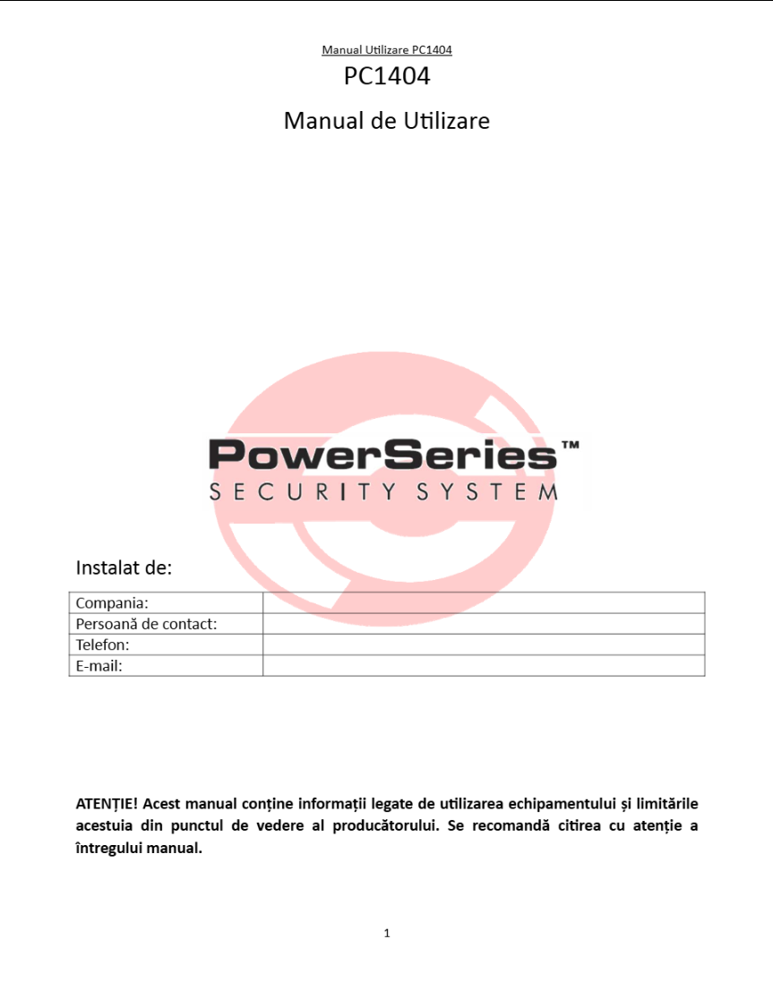 Manual PowerSeries PC1404